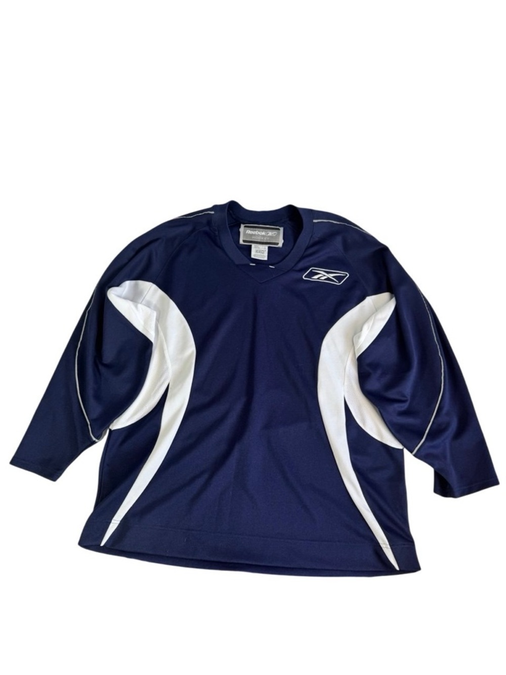 Reebok Hockey Jersey Navy White Long Sleeve Athletic Men's L - Picture 4 of 7